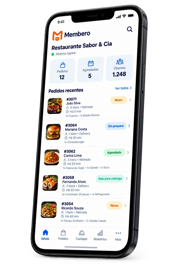 Painel de pedidos Membero para restaurantes